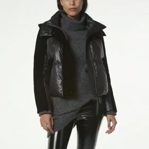 7 for All Mankind Black Mixed Media Puffer Coat nwt